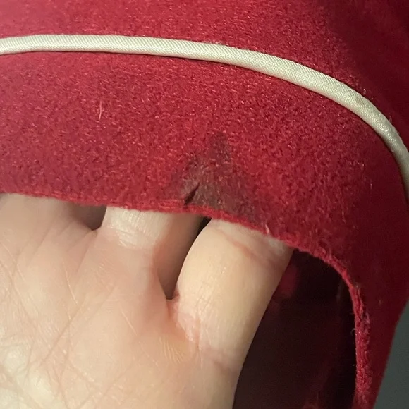 Vanity Fair vintage Berry Red & Cream Velour Robe with Piping - Picture 8 of 9